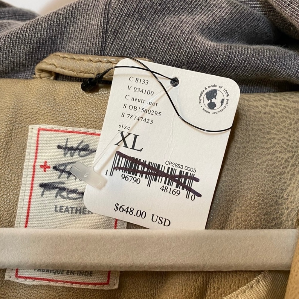 NWOT FREE PEOPLE We The Free Bandit Leather Hooded Moto Jacket MRSP $648 Size L - Picture 6 of 14